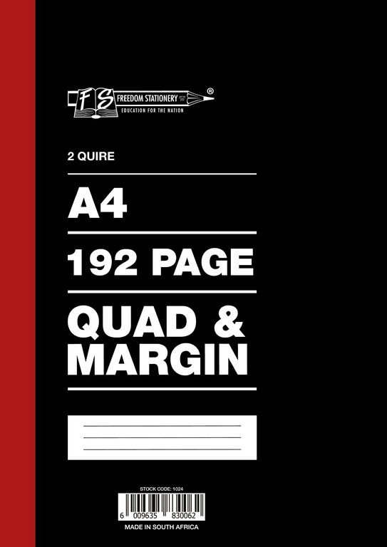2 Quire / 192 pages A4 Counter Books Quad and Margin 2 Quire / 192 pages A4 Counter Books Quad and Margin
