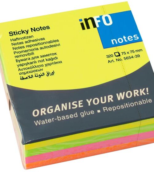 Sticky Notes 75x75 Bright Cube 400 Sheets