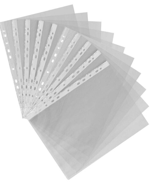 A4 Multi-Punched Clear Plastic Sleeves 50mic 20s