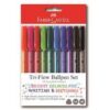 Faber Castell Tri-flow Colour Ball Pens Wallet of 10 Assorted