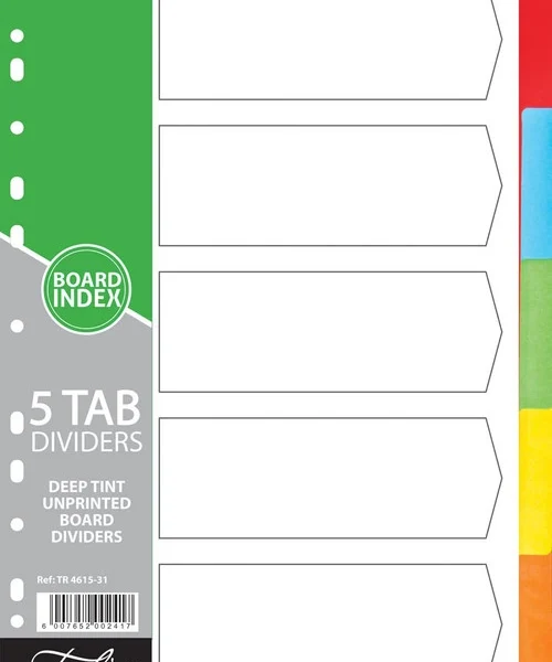 A4  Rainbow Board Index 5 Tab