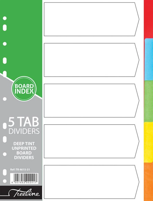 Treeline A4 5 Tab file dvider A4 Rainbow Board Index 5 Tab