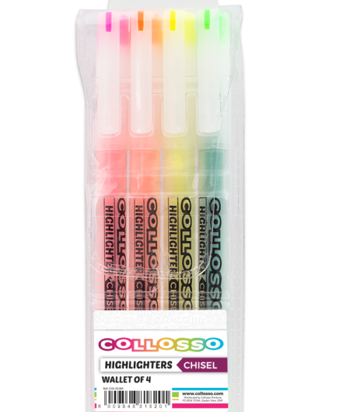 Collosso Slim Highlighters 4 Assorted Colours