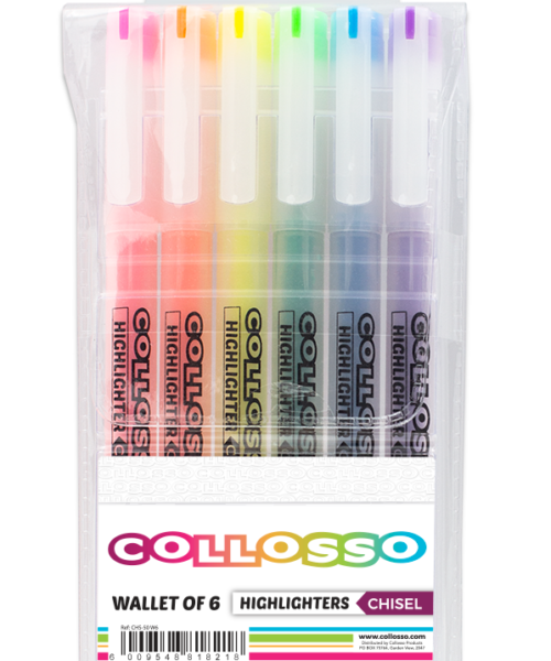 Collosso Slim Highlighters 6 Assorted Colours