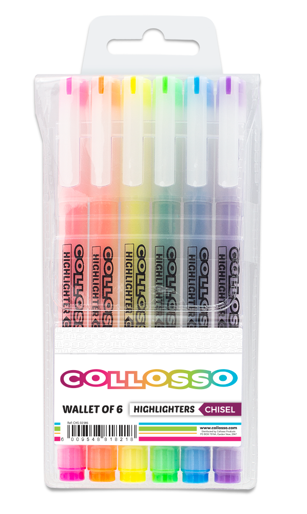 collosso slim highlighters 6s Collosso Slim Highlighters 6 Assorted Colours