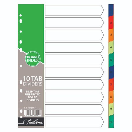 A4 Polyprop Index 10 tab numbered