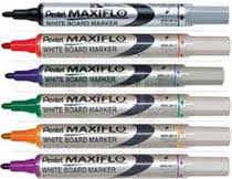 Pentel Maxiflo Whiteboard Markers 4mm Pump Action x 6 (Assorted)