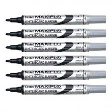 Pentel Maxiflo Whiteboard Markers 4mm Pump Action x 4 (Black)