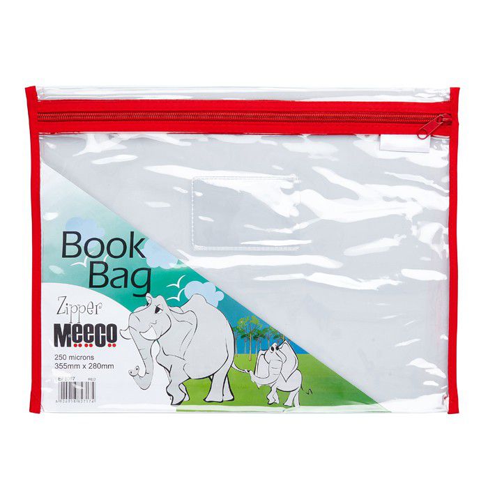 Meeco PVC Book Bag tal A4 Meeco Clear PVC Book Bag with Zip