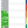 A4 PVC file divider 5 tab numbered
