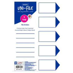 A4 File dividers / indexes 160gsm Bright board: 5 position