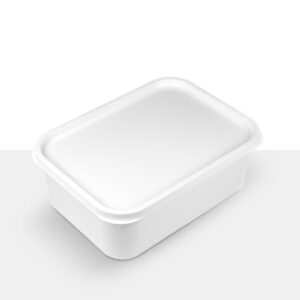 White Ice Cream Tub with Lid 2L