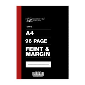A4 1 Quire 96pg Feint and Margin Hardcover Book
