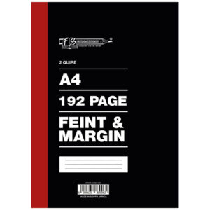 A4 2 Quire 192pg Feint and Margin Hardcover Book