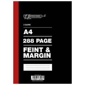 A4 3 Quire 288pg Feint and Margin Hardcover Book