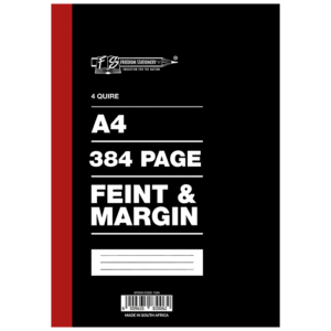 A4 4 Quire 384pg Feint and Margin Hardcover Book