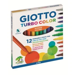 Giotto Turbo Colour Fibre Pens FINE 12s Assorted